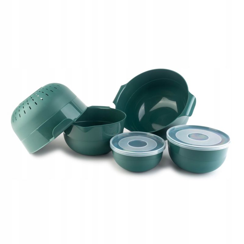 Miski KADAX Zestaw Kuchennych 7el + Durszlak 3L Plastikowe Zielone 1szt.