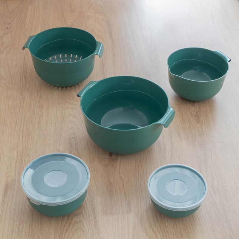 Miski KADAX Zestaw Kuchennych 7el + Durszlak 3L Plastikowe Zielone 1szt.