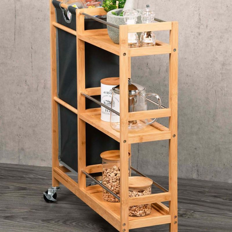 Mobilny wąski regał kuchenny z koszem Kesper brązowy 68 x 78 cm 1 szt.