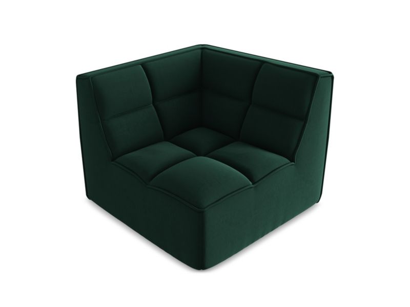 Moduł narożny Makamii Kalai z weluru 98x98 cm butelkowa zieleń 1 szt.