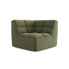 Moduł narożny Makamii Kalai z weluru 98x98 cm oliwkowy 1 szt.