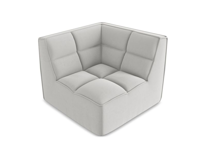 Moduł narożny Makamii Kalai z weluru 98x98 cm srebrny 1 szt.