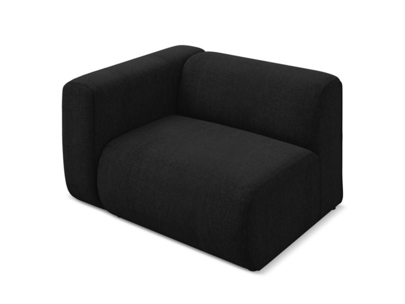 Moduł z podłokietnikiem lewy Makamii Ekahi z tkaniny szenilowej 114x89 cm czarny 1 szt.