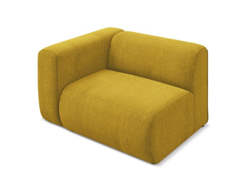 Moduł z podłokietnikiem lewy Makamii Ekahi z tkaniny szenilowej 114x89 cm musztardowy 1 szt.
