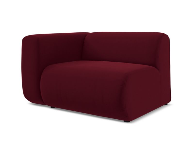 Moduł z podłokietnikiem lewy Makamii Ekahi z weluru 114x89 cm burgundowy 1 szt.
