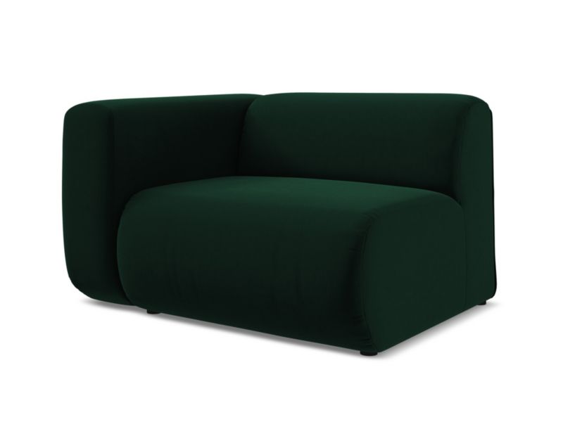 Moduł z podłokietnikiem lewy Makamii Ekahi z weluru 114x89 cm butelkowa zieleń 1 szt.