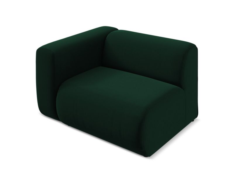 Moduł z podłokietnikiem lewy Makamii Ekahi z weluru 114x89 cm butelkowa zieleń 1 szt.
