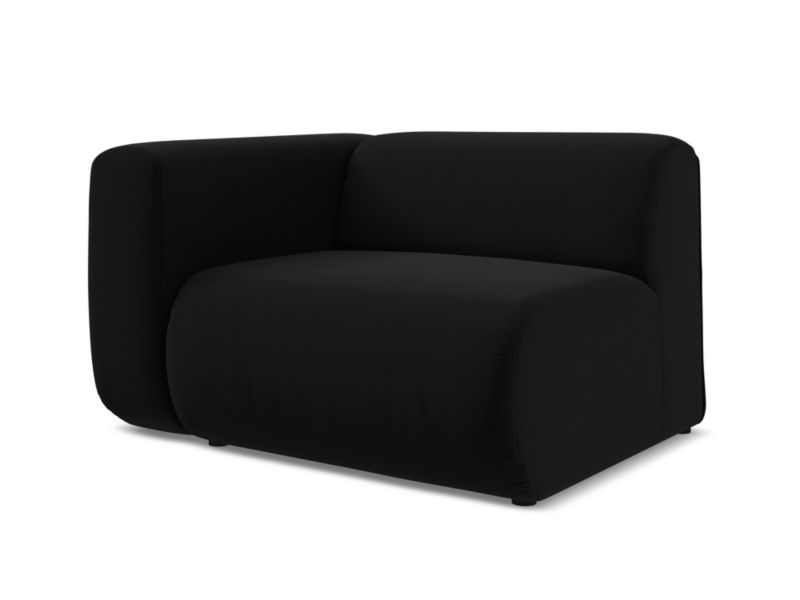 Moduł z podłokietnikiem lewy Makamii Ekahi z weluru 114x89 cm czarny 1 szt.