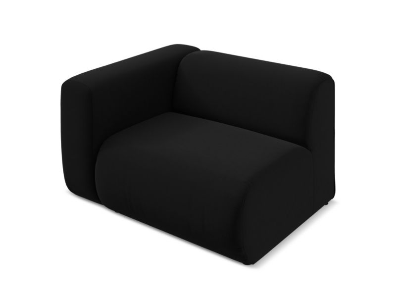 Moduł z podłokietnikiem lewy Makamii Ekahi z weluru 114x89 cm czarny 1 szt.