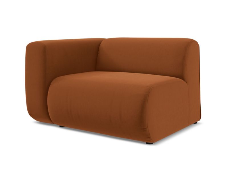 Moduł z podłokietnikiem lewy Makamii Ekahi z weluru 114x89 cm terakota 1 szt.