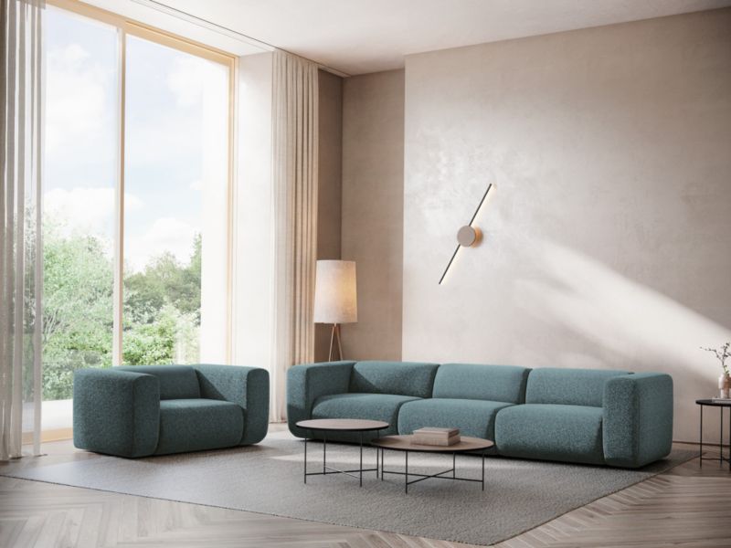 Moduł z podłokietnikiem prawy Makamii Ekahi z tkaniny strukturalnej 114x89 cm jeans 1 szt.