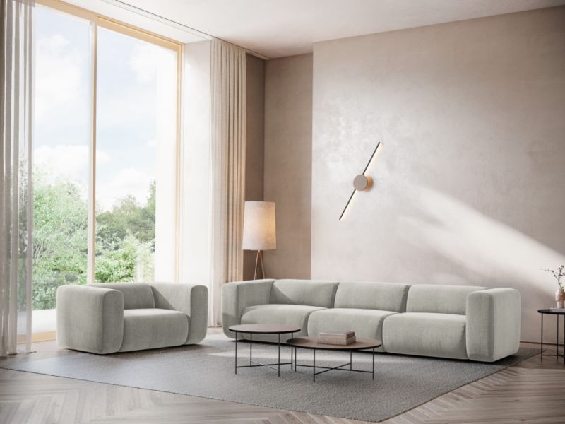 Moduł z podłokietnikiem prawy Makamii Ekahi z tkaniny szenilowej 114x89 cm beżowy 1 szt.