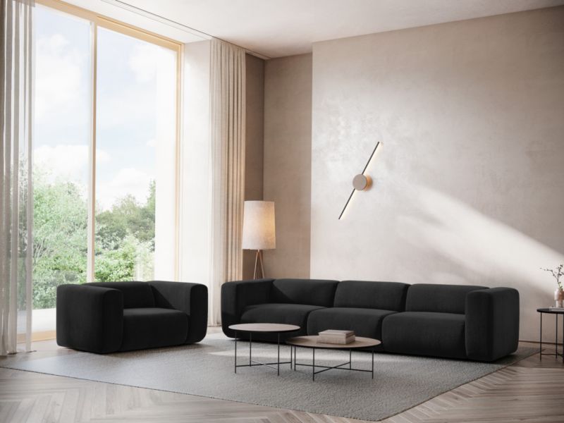 Moduł z podłokietnikiem prawy Makamii Ekahi z tkaniny szenilowej 114x89 cm czarny 1 szt.