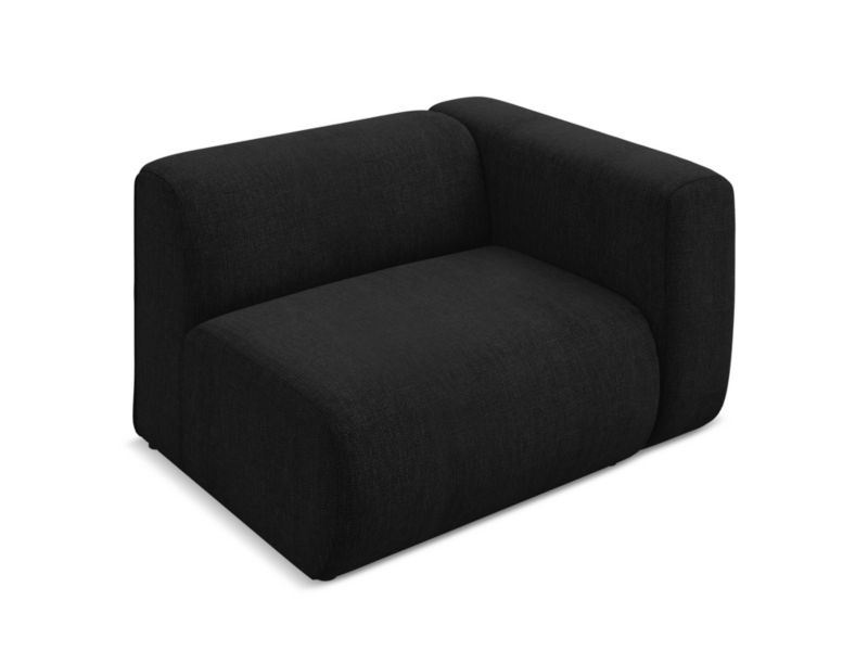 Moduł z podłokietnikiem prawy Makamii Ekahi z tkaniny szenilowej 114x89 cm czarny 1 szt.