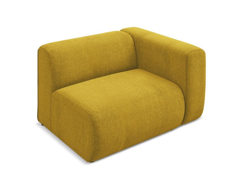 Moduł z podłokietnikiem prawy Makamii Ekahi z tkaniny szenilowej 114x89 cm musztardowy 1 szt.