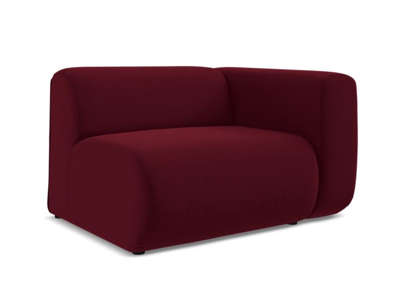 Moduł z podłokietnikiem prawy Makamii Ekahi z weluru 114x89 cm burgundowy 1 szt.