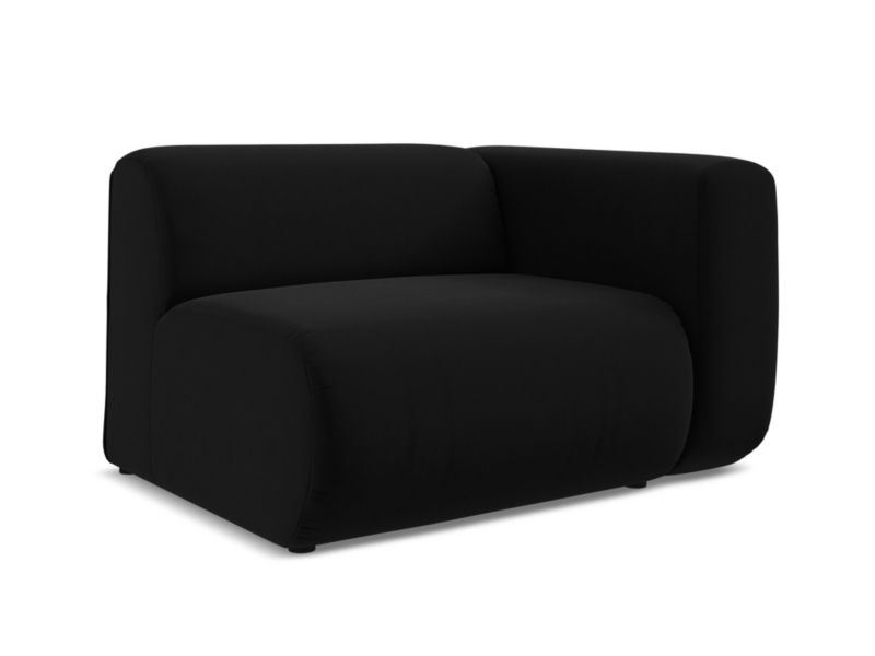 Moduł z podłokietnikiem prawy Makamii Ekahi z weluru 114x89 cm czarny 1 szt.
