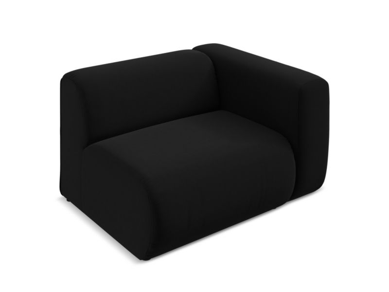 Moduł z podłokietnikiem prawy Makamii Ekahi z weluru 114x89 cm czarny 1 szt.