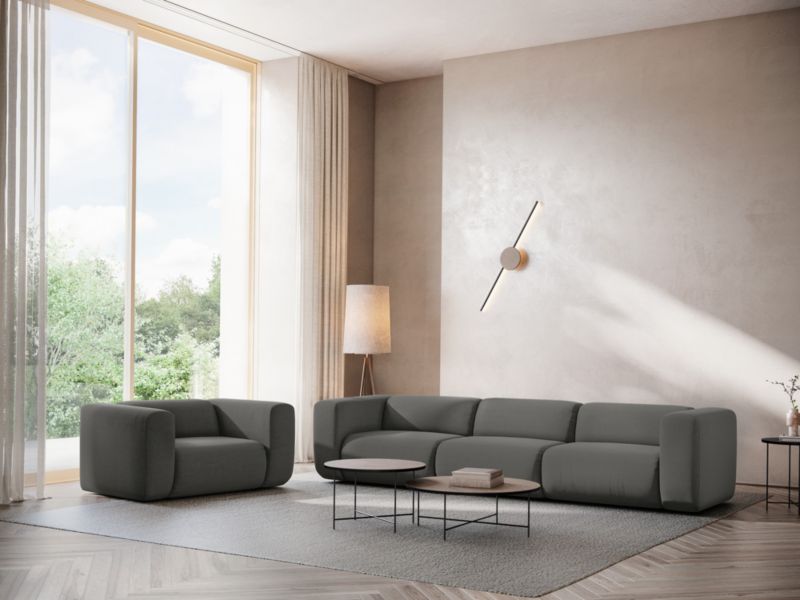 Moduł z podłokietnikiem prawy Makamii Ekahi z weluru 114x89 cm stalowy 1 szt.