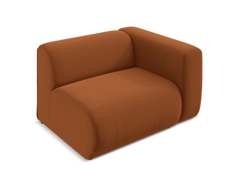 Moduł z podłokietnikiem prawy Makamii Ekahi z weluru 114x89 cm terakota 1 szt.