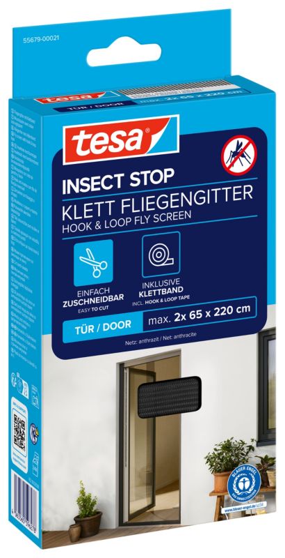 Dveřní moskytiéra Tesa 2 x 0,65 x 2,2 m antracitová.