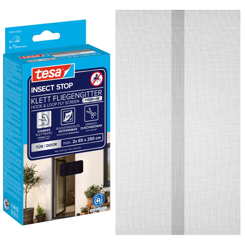 Moskitiera drzwiowa Tesa Comfort 1,2 x 2,5 m czarna