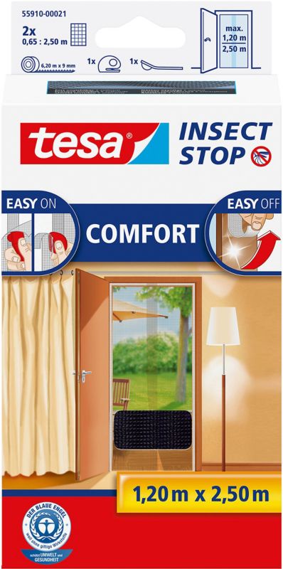 Moskitiera drzwiowa Tesa Comfort 1,2 x 2,5 m czarna