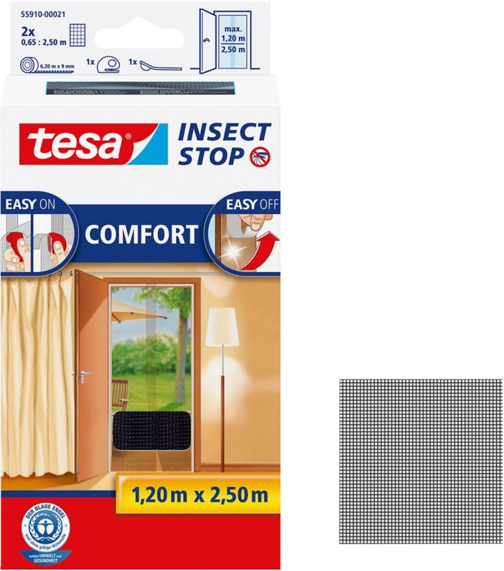Moskitiera drzwiowa Tesa Comfort 1,2 x 2,5 m czarna