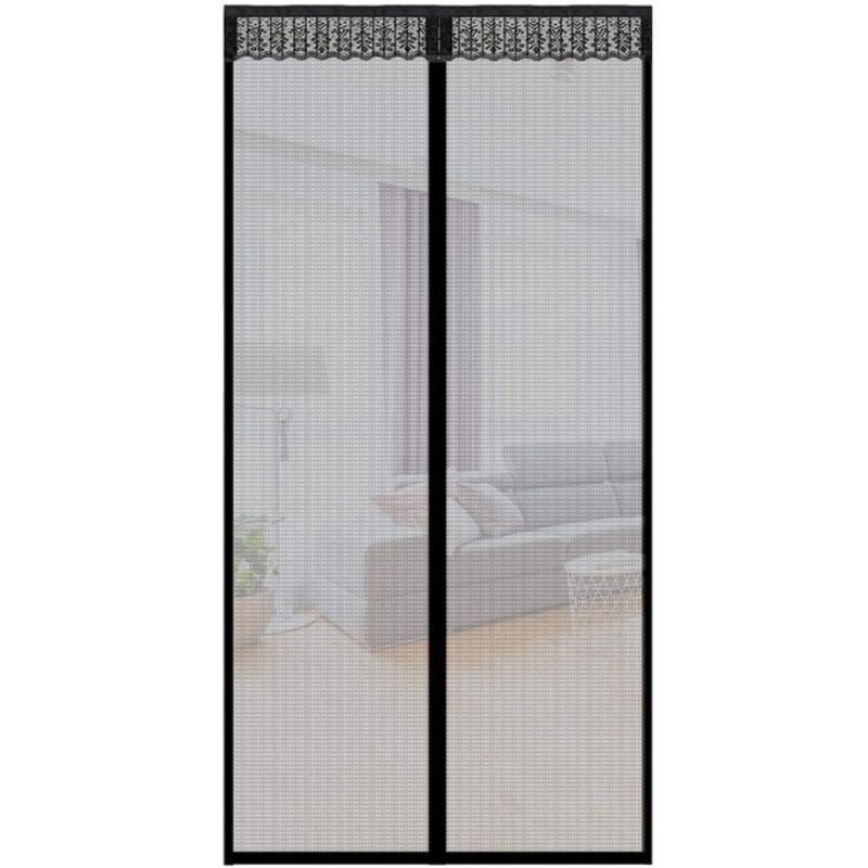 Moskitiera magnetyczna na drzwi balkonowe i tarasowe Springos 100 x 210 cm zasłona siatkowa czarna 1 szt.