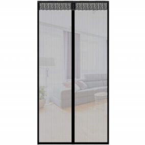 Moskitiera magnetyczna na drzwi balkonowe i tarasowe Springos 100 x 210 cm zasłona siatkowa czarna 1 szt.