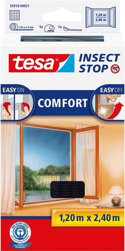 Moskitiera okienna Tesa Comfort 1,2 x 2,4 m czarna