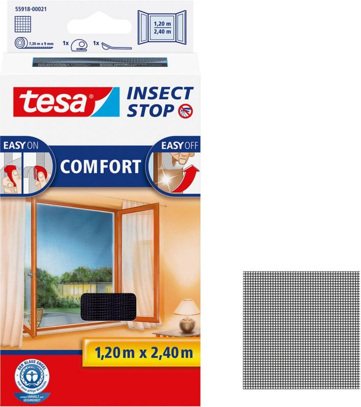 Moskitiera okienna Tesa Comfort 1,2 x 2,4 m czarna