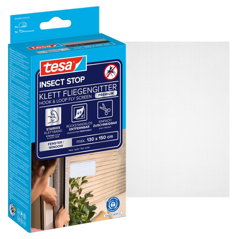 Okenní moskytiéra Tesa Comfort 1,3 x 1,5 m bílá.