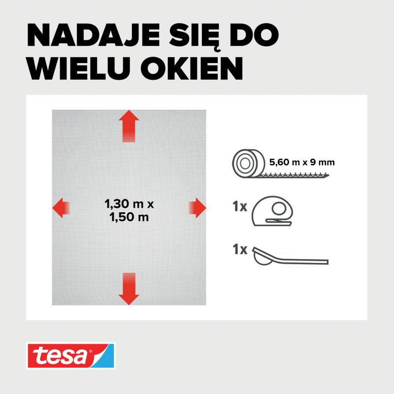 Moskitiera okienna Tesa Comfort 1,3 x 1,5 m biała