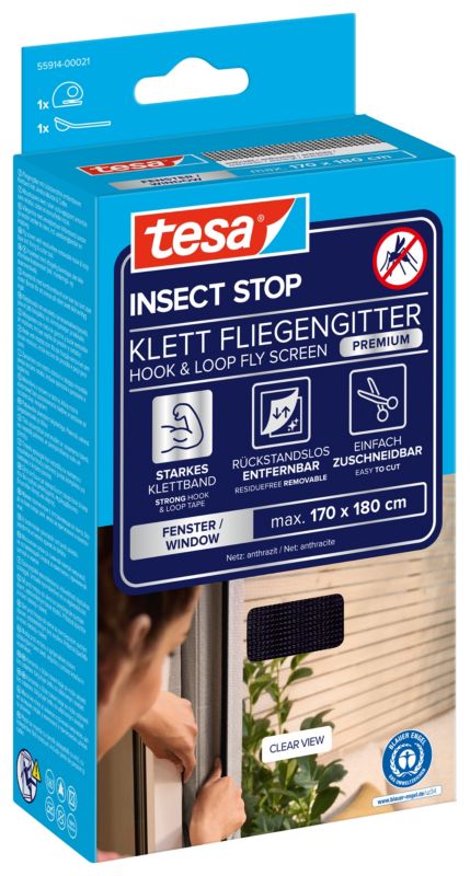 Moskitiera okienna Tesa Comfort 1,7 x 1,8 m czarna