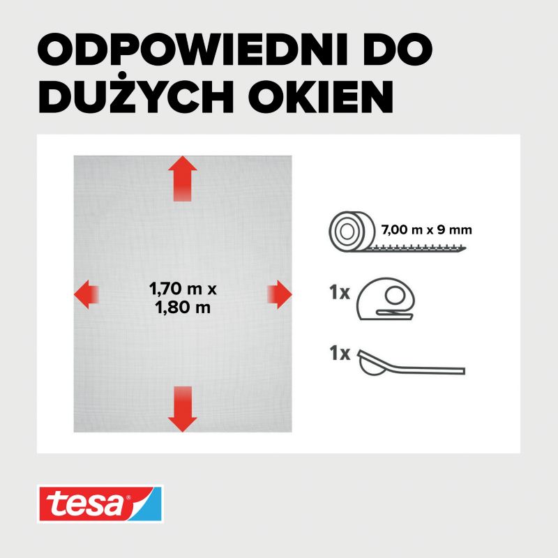 Moskitiera okienna Tesa Comfort 1,7 x 1,8 m czarna