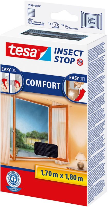 Moskitiera okienna Tesa Comfort 1,7 x 1,8 m czarna