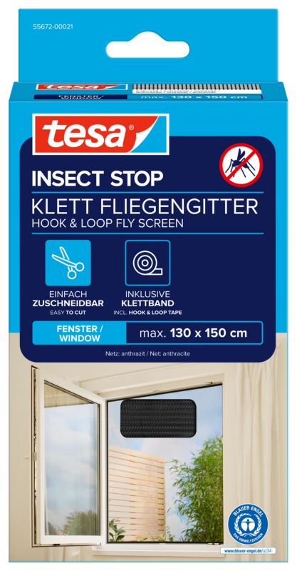 Moskitiera okienna Tesa Standard 1,3 x 1,5 m czarna