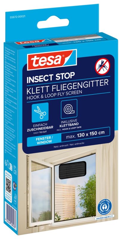 Moskitiera okienna Tesa Standard 1,3 x 1,5 m czarna
