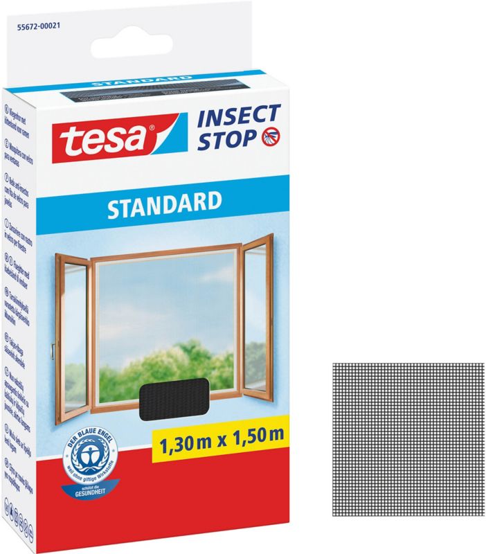 Moskitiera okienna Tesa Standard 1,3 x 1,5 m czarna