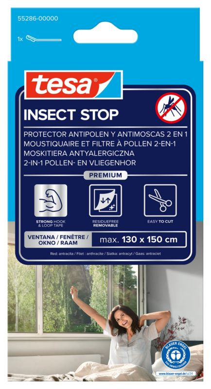 Moskitiera przeciwpyłkowa Tesa 1,3 x 1,5 m antracyt