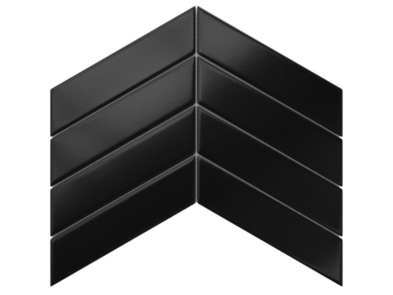 Mozaika ceramiczna Ilcom Big Chevron black matowa 21,5 x 31,6 cm 1 szt.