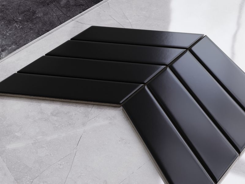 Mozaika ceramiczna Ilcom Big Chevron black matowa 21,5 x 31,6 cm 1 szt.