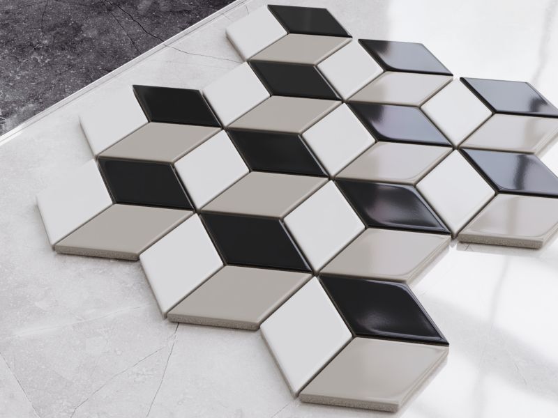 Mozaika ceramiczna Ilcom Diamond Romb Cube grey szara 29,5 x 25,5 cm 1 szt.