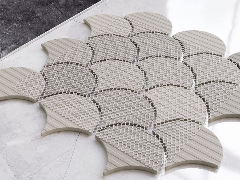 Mozaika ceramiczna Ilcom Fish Scale white creme biała 28,5 x 29,5 cm 1 szt.