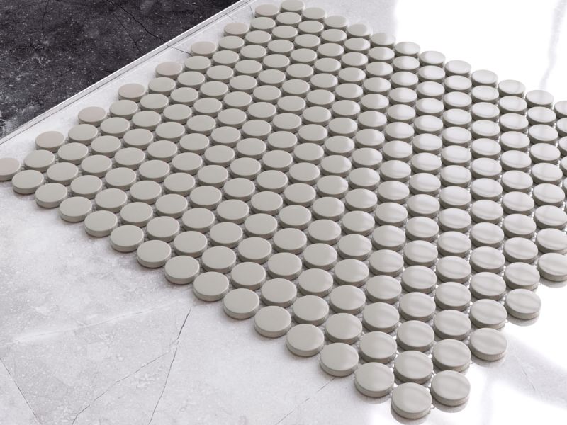Mozaika ceramiczna Ilcom Penny Dots grey matowa szara 29,3 x 31,7 cm 1 szt.