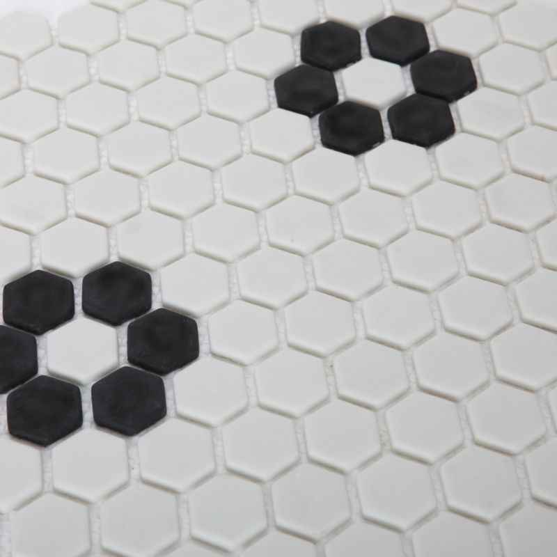 Mozaika Glina GoodHome 30 x 30 cm hexagon white/black