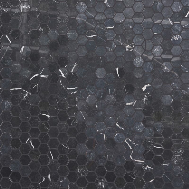 Mozaika sześciokątna Ultimate Marble GoodHome 30 x 30 cm black