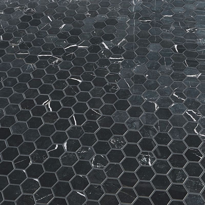 Mozaika sześciokątna Ultimate Marble GoodHome 30 x 30 cm black