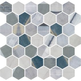 Mozaika szklana Hex XL szara 28.4 x 28.6 cm matowa